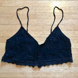 Black Embroidered Bralette Top